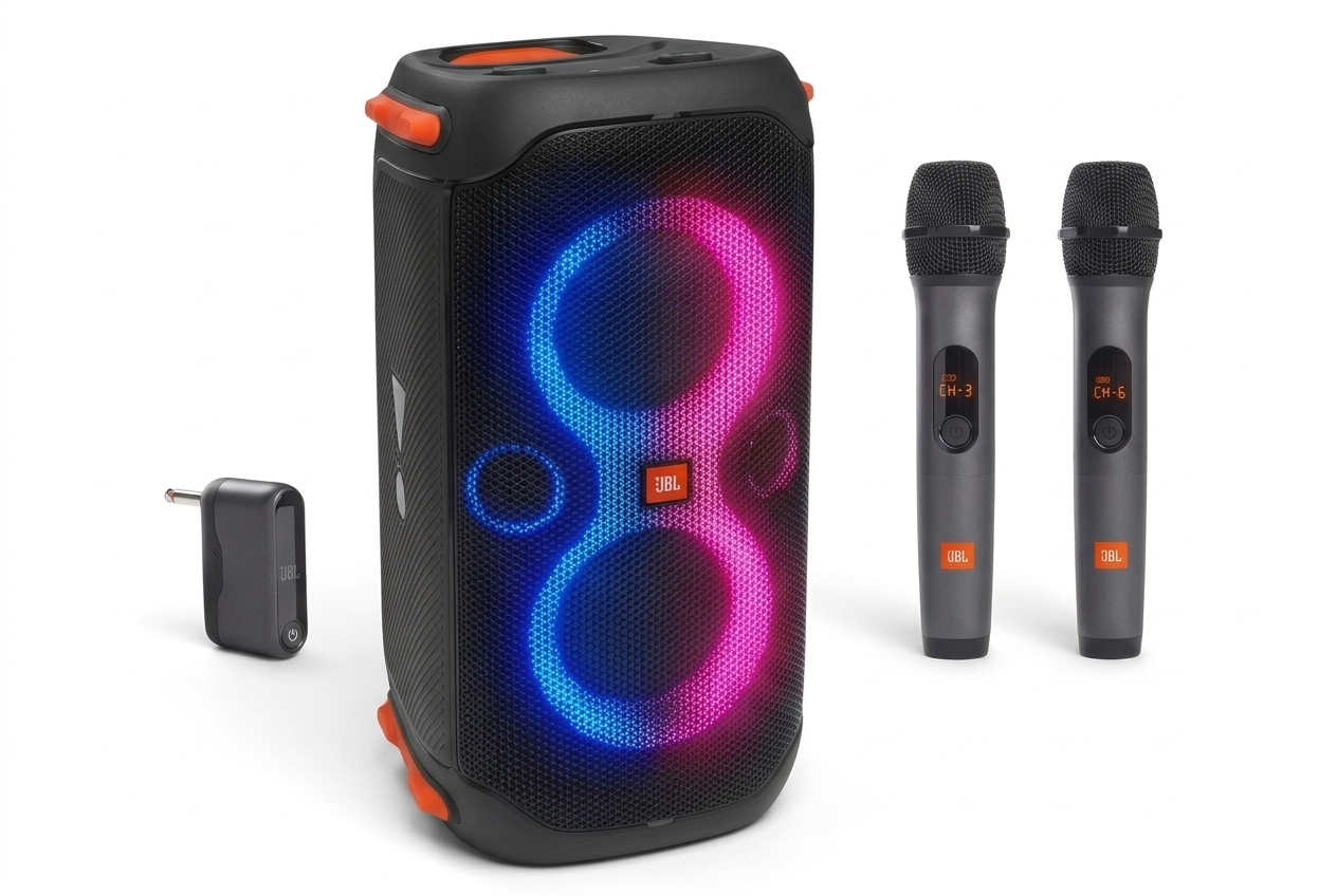 JBL PartyBox 110 + 2ks bezdrátové mikrofony